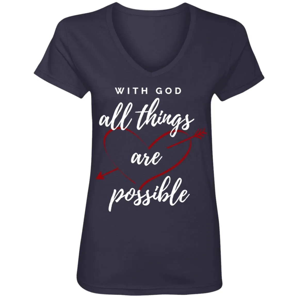With God  All Things Are Possible Women's V-Neck T-Shirt