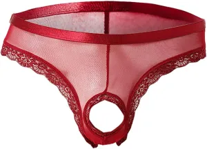 wodceeke Men's Sexy Crotchless Panties Lace Mesh Briefs Underwear See Through Sissy Thongs for Sex Naughty