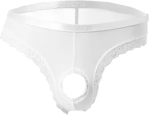 wodceeke Men's Sexy Crotchless Panties Lace Mesh Briefs Underwear See Through Sissy Thongs for Sex Naughty