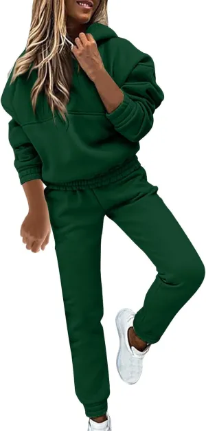 Women 2 Piece Outfits Lounge Hoodie Sweatsuit Sets Oversized Sweatshirt Fall Joogers Sweatpants with Pockets