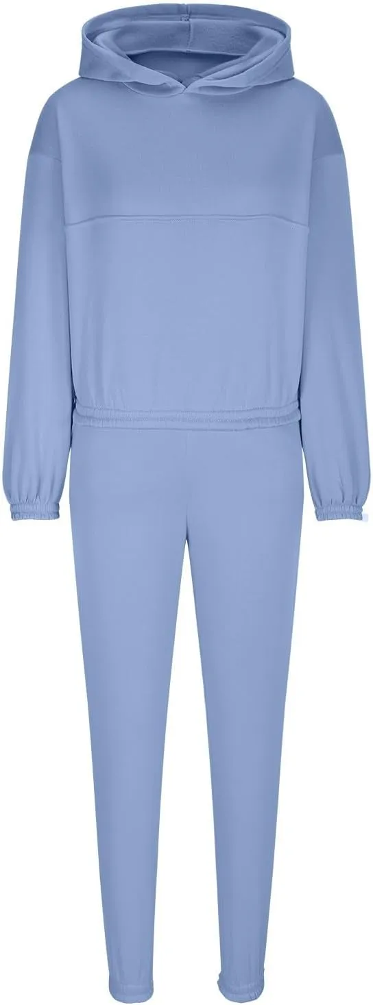 Women 2 Piece Outfits Lounge Hoodie Sweatsuit Sets Oversized Sweatshirt Fall Joogers Sweatpants with Pockets