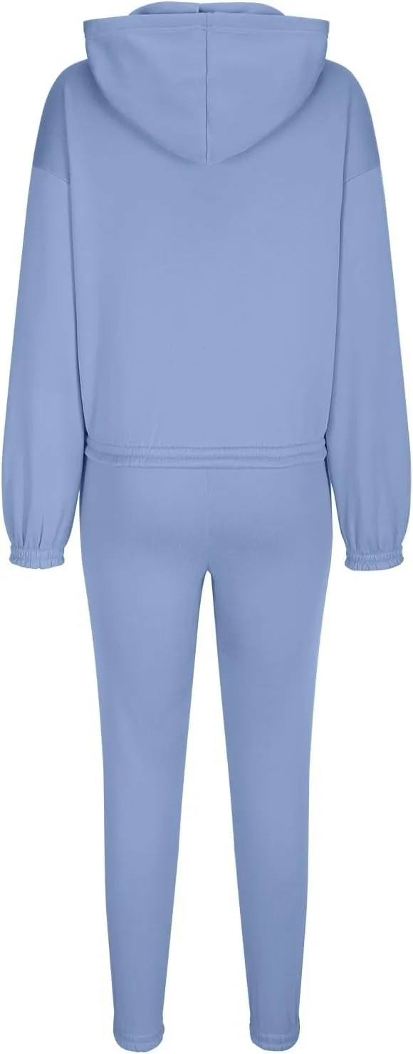 Women 2 Piece Outfits Lounge Hoodie Sweatsuit Sets Oversized Sweatshirt Fall Joogers Sweatpants with Pockets