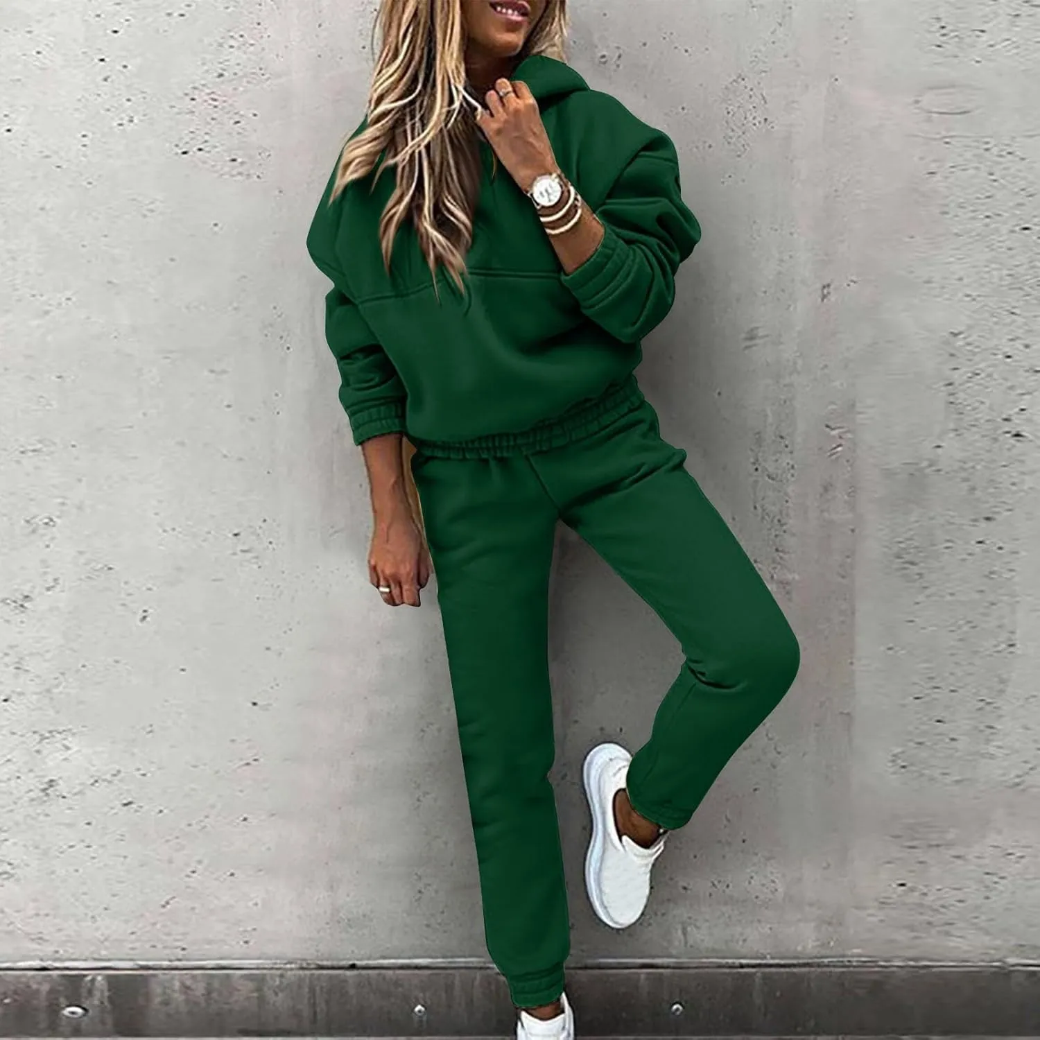 Women 2 Piece Outfits Lounge Hoodie Sweatsuit Sets Oversized Sweatshirt Fall Joogers Sweatpants with Pockets