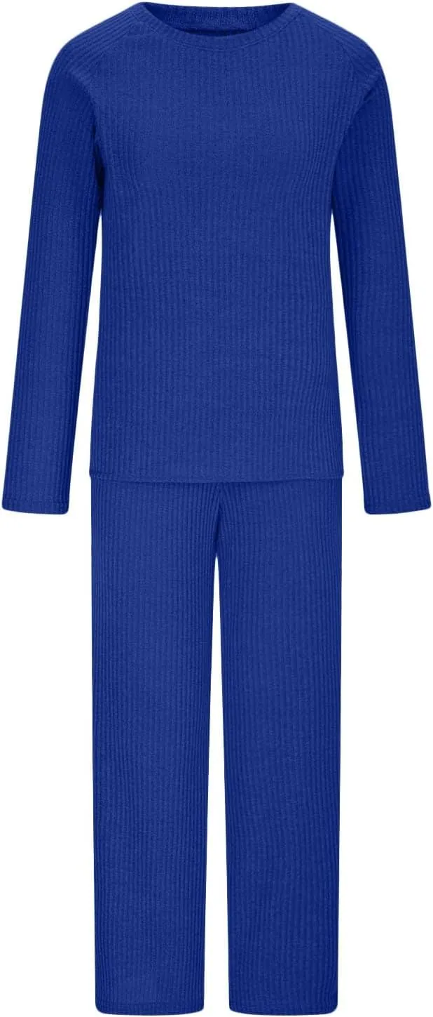 Women 2 Piece Outfits Oversized Long Sleeve Cable Knit Pullover Sweater Top Wide Leg Pants Matching Set