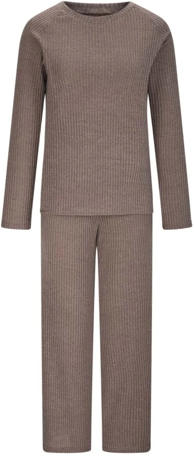 Women 2 Piece Outfits Oversized Long Sleeve Cable Knit Pullover Sweater Top Wide Leg Pants Matching Set