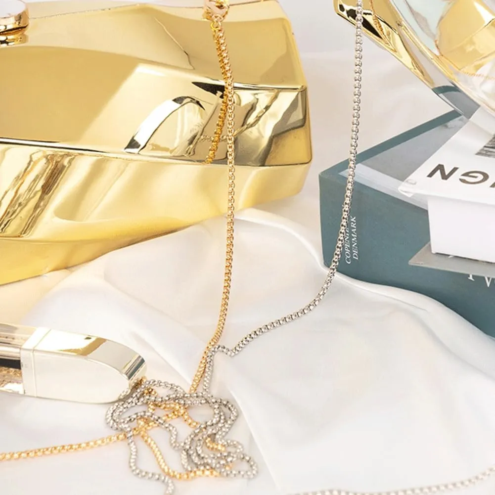 Women Acrylic Clutch Purse Unique Metallic Irregular Box Evening Bag Chain Shoulder Bag For Wedding Cocktail Party 2025