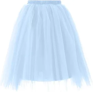 Women Lightweight Underskirts for Cosplay Tutu Skirt Tulle Elegant Elastic Ruffle Midi Skirt A-Line Party Petticoat