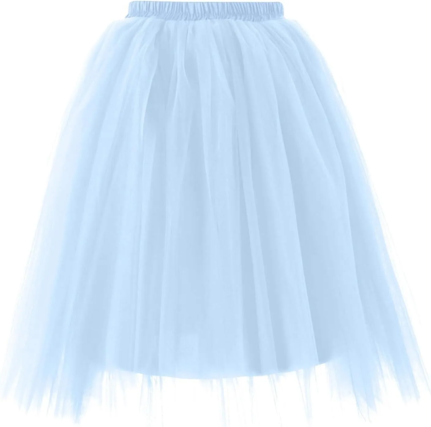 Women Lightweight Underskirts for Cosplay Tutu Skirt Tulle Elegant Elastic Ruffle Midi Skirt A-Line Party Petticoat