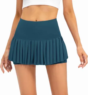 Women Pleated Tennis Skirt High Waisted Golf Athletic Skort Mini Skirts with Shorts Pockets Workout Running Apparel