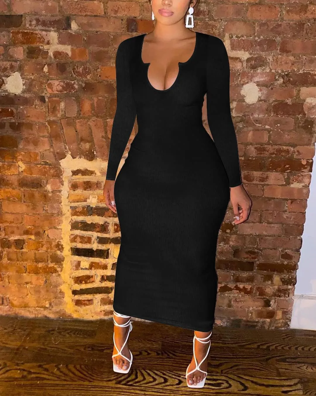 Women Sexy Two Piece Skirt Outfits Long Sleeve/Sleeveless V Neck Bodycon Ribbed Knitted Maxi Club Party Dress