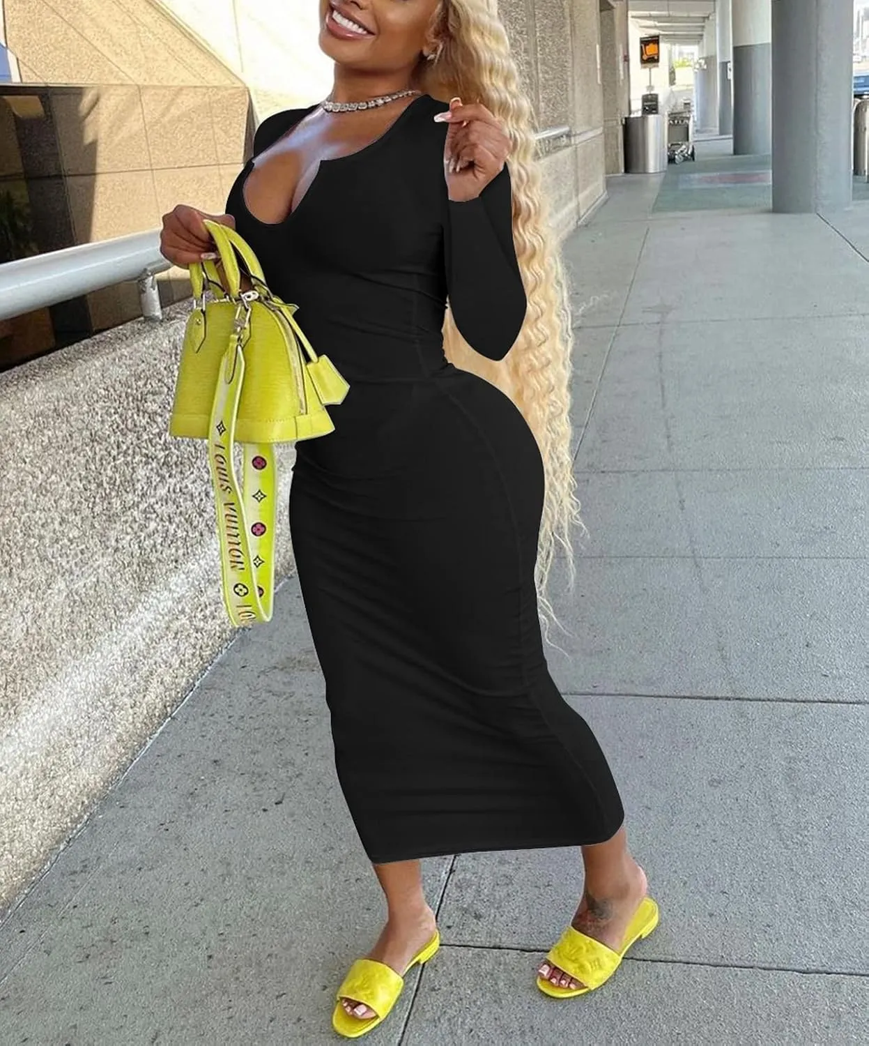 Women Sexy Two Piece Skirt Outfits Long Sleeve/Sleeveless V Neck Bodycon Ribbed Knitted Maxi Club Party Dress