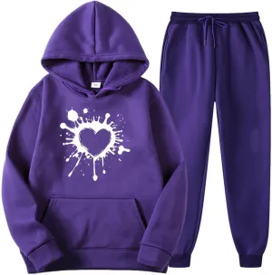 Womens 2 Piece Outfits Lounge Matching Sweat Sets Tracksuit Funny Graphic Oversized Hooded Sweatshirts Jogger Pants