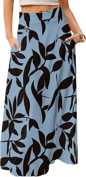 Women's 2025 Bohemian Long Skirts High Waist Flowy A Line Maxi Skirts with Pocket, S-2XL