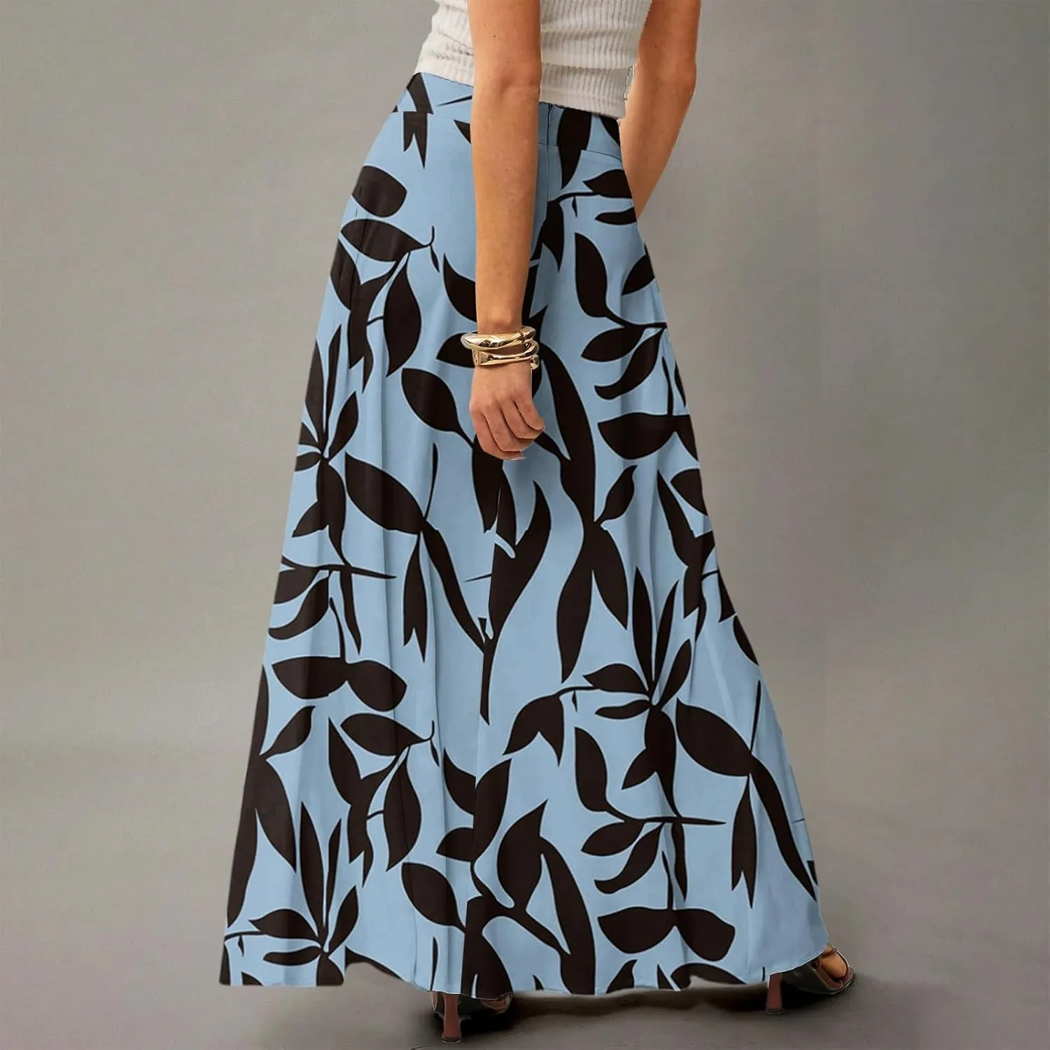 Women's 2025 Bohemian Long Skirts High Waist Flowy A Line Maxi Skirts with Pocket, S-2XL