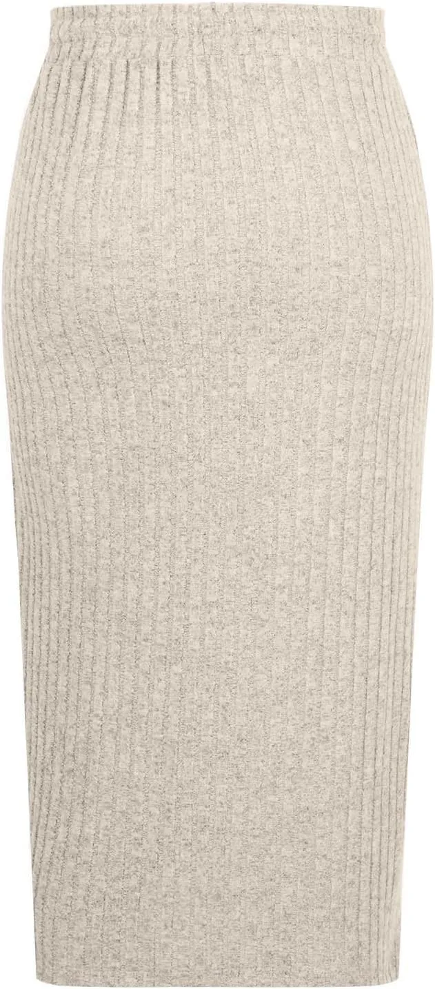 Women's Bodycon Knitted Ribbed Pencil Skirts Elastic High Waisted Midi Long Skirt Trendy Casual Fall Spring Outfit