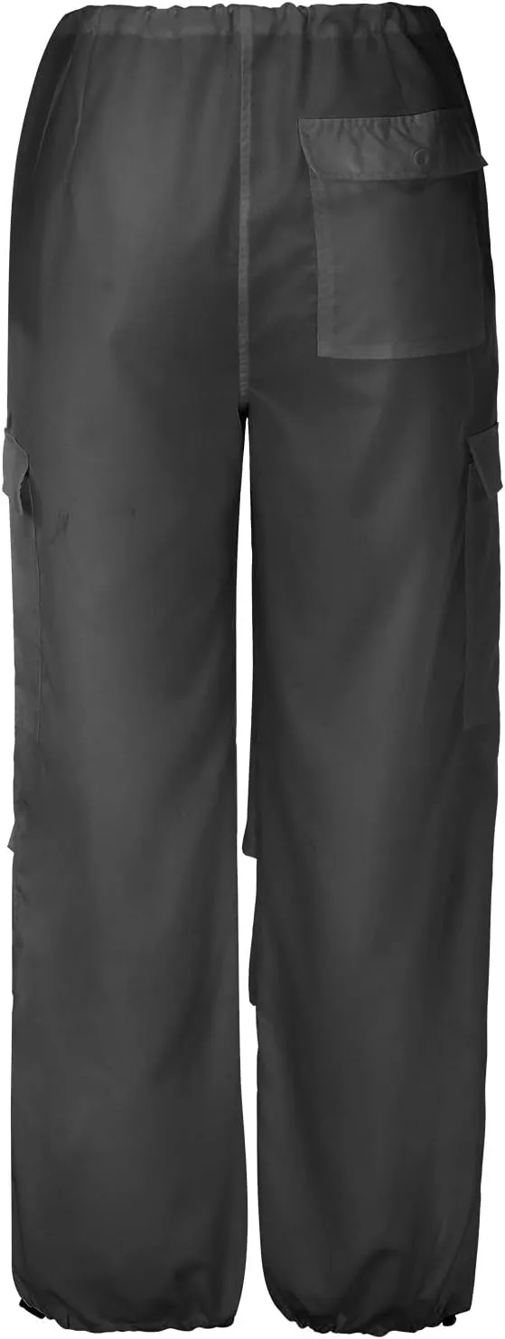 Women's Casual Loose Wide Leg Cozy Pants Winter fold Hiking Slacks with Pockets Barrel Pants Elastic Waist