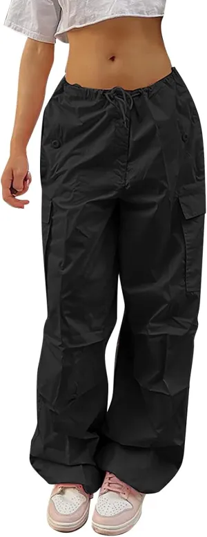 Women's Casual Loose Wide Leg Cozy Pants Winter fold Hiking Slacks with Pockets Barrel Pants Elastic Waist
