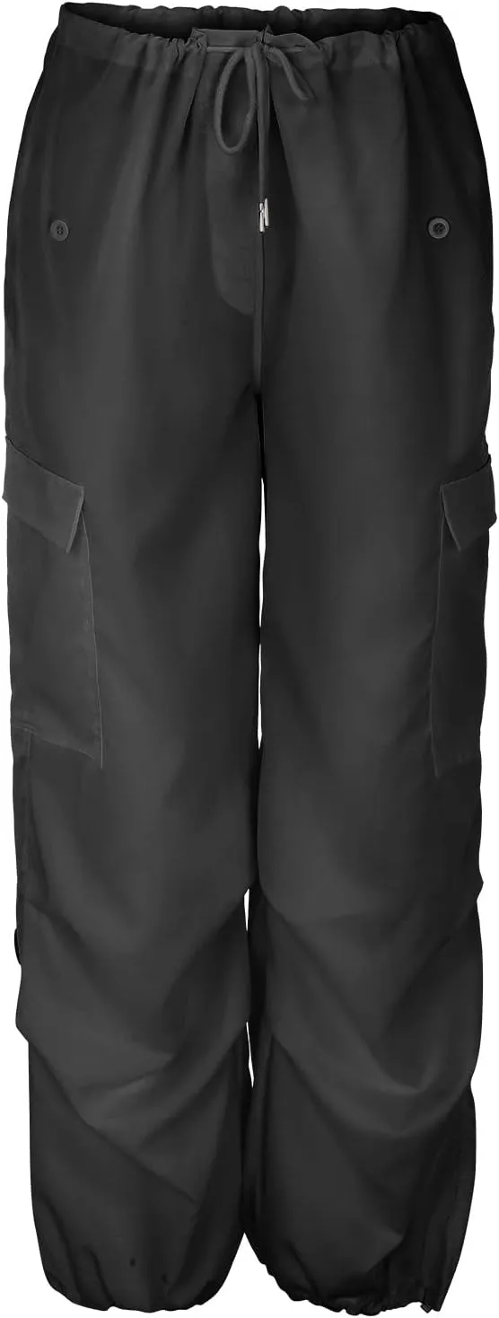 Women's Casual Loose Wide Leg Cozy Pants Winter fold Hiking Slacks with Pockets Barrel Pants Elastic Waist