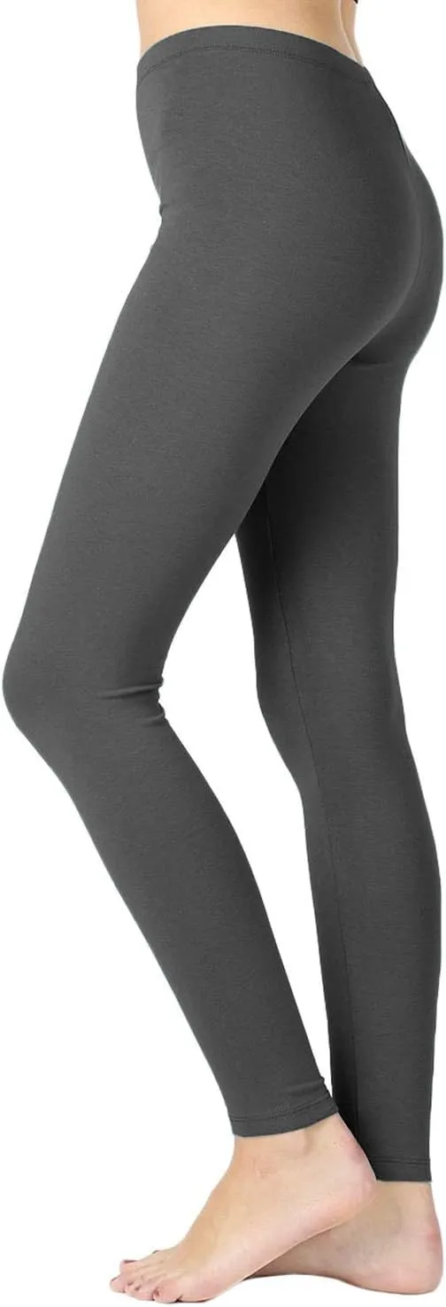 Womens Cotton Leggings with High Waisted Active Wear Pants (S-3XL)