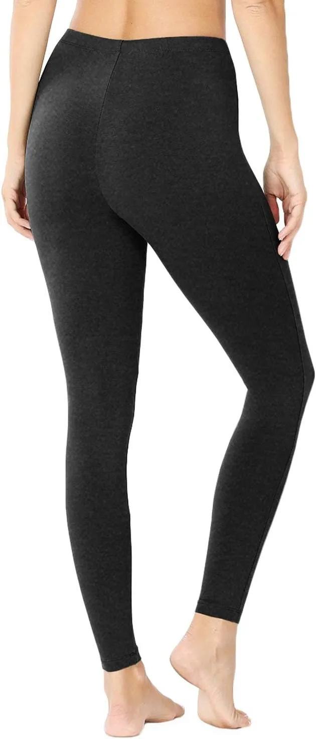 Womens Cotton Leggings with High Waisted Active Wear Pants (S-3XL)