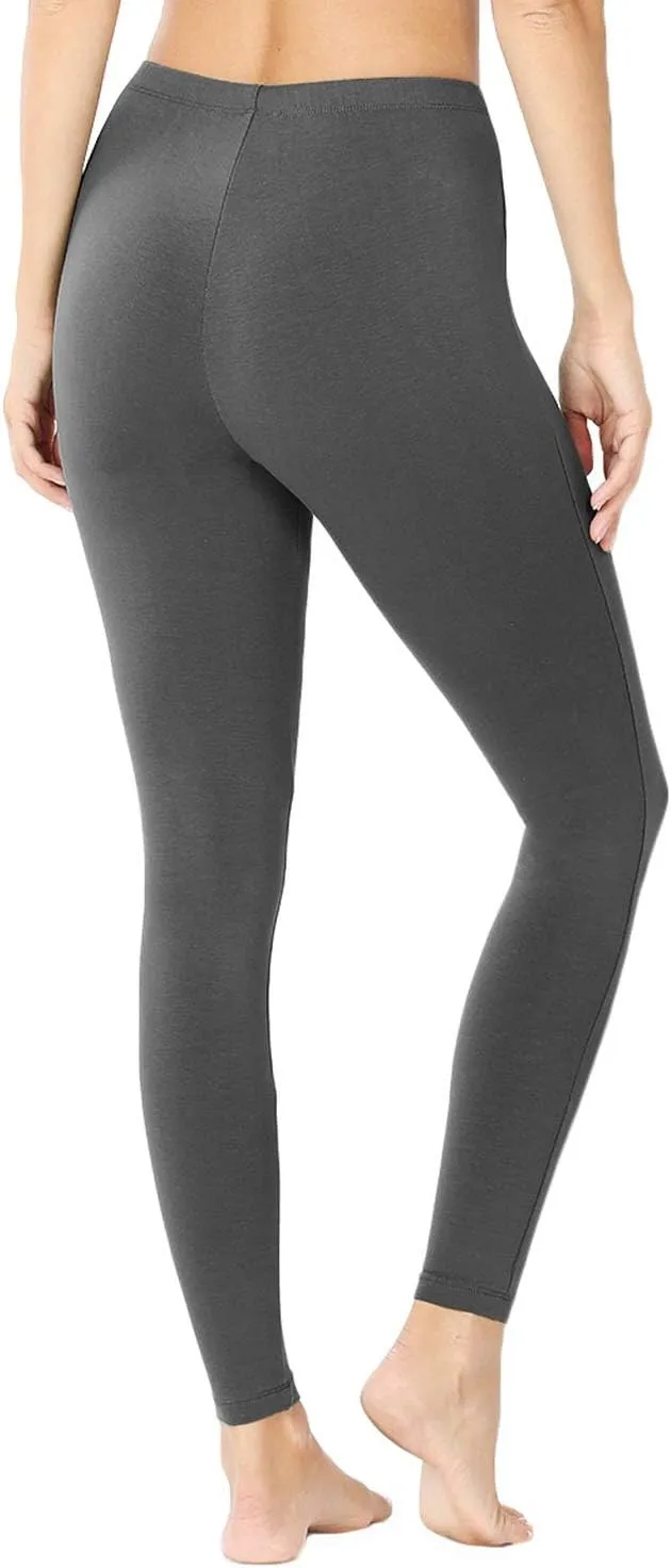 Womens Cotton Leggings with High Waisted Active Wear Pants (S-3XL)