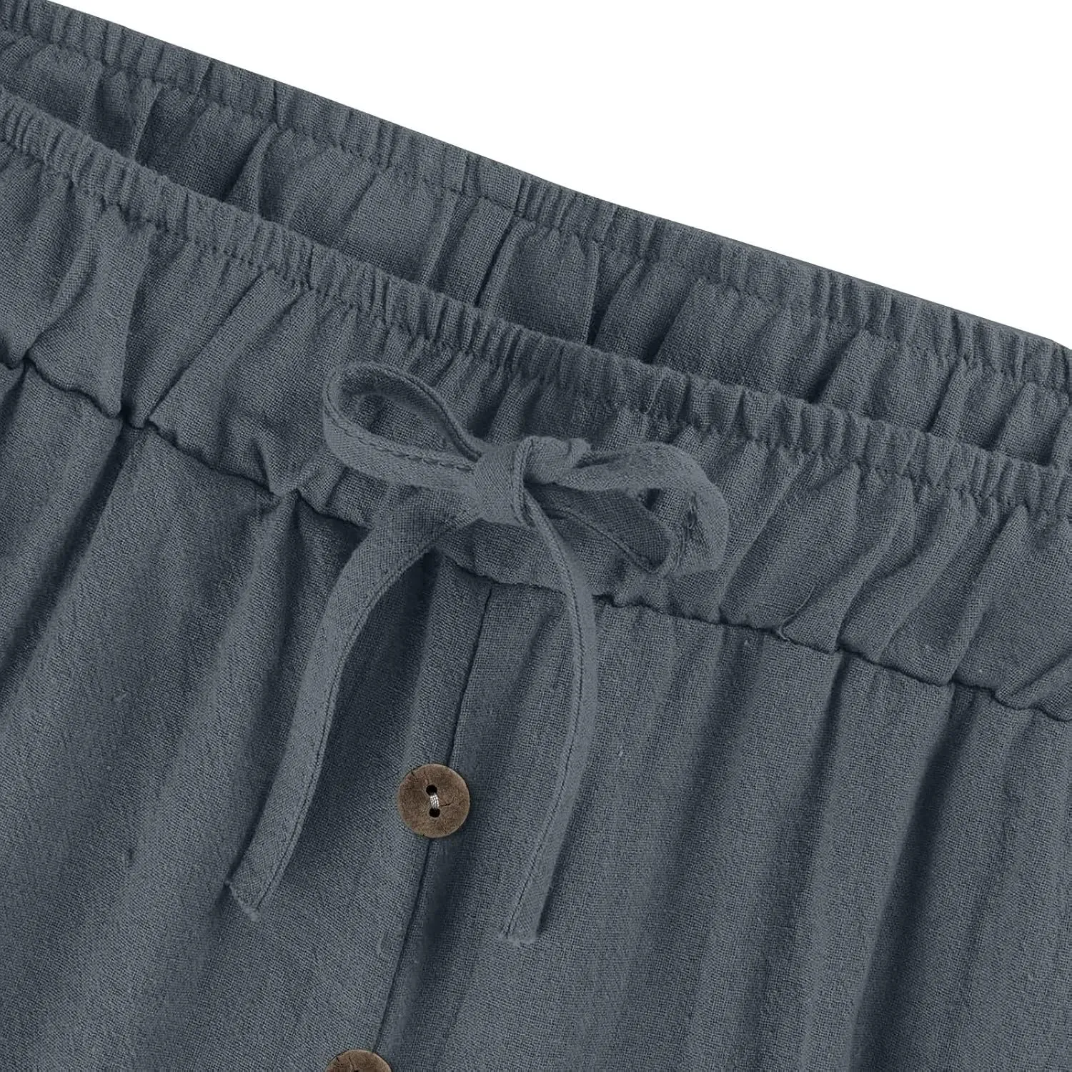 Women's Cotton Linen Pants Wide Leg Palazzo Loose Drawstring Elastic Waist Lounge Trousers Casual Summer Outfits 2025