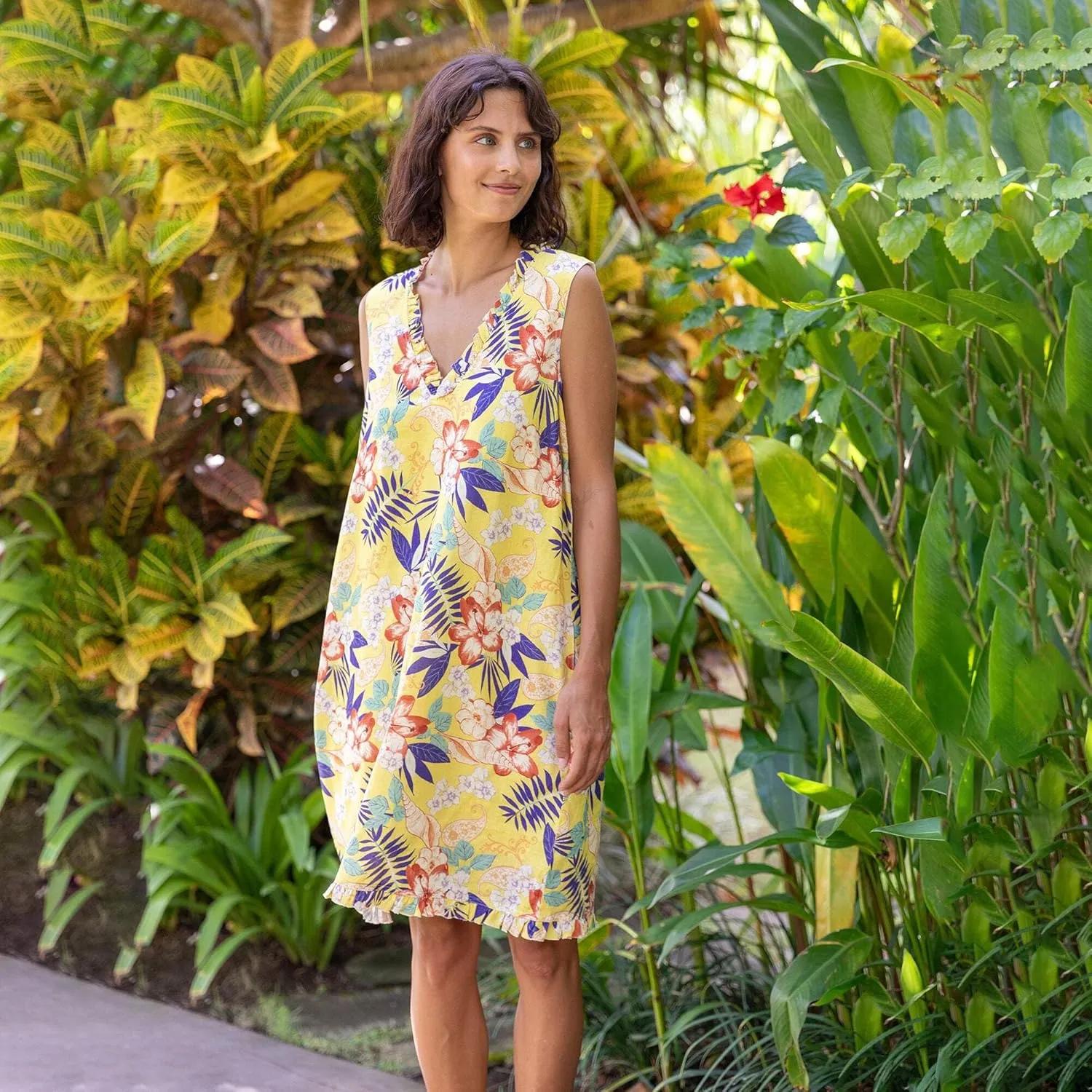 Womens Dress Floral Tropical Print Summer Casual Sunndresses Beach Vacation Party Wear
