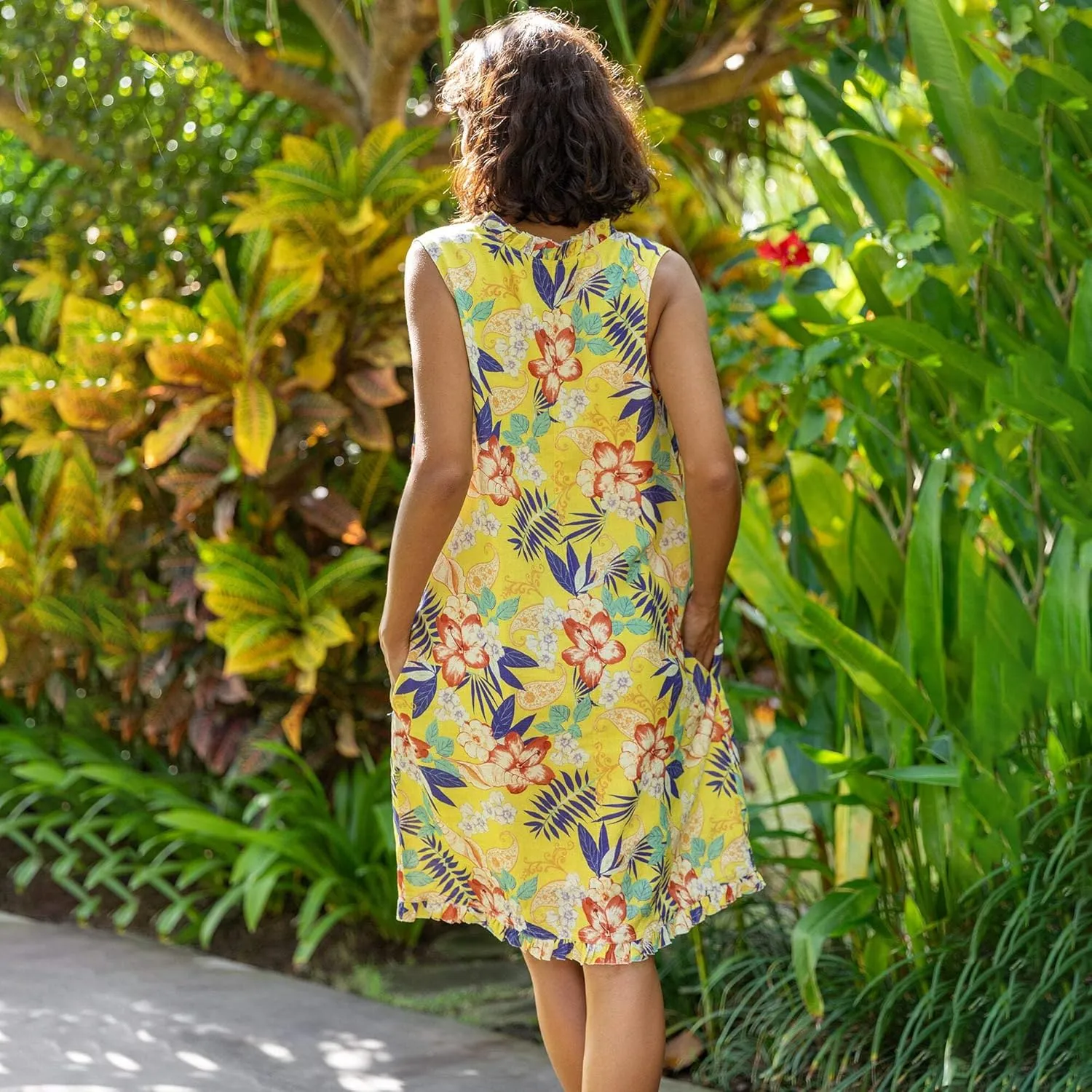 Womens Dress Floral Tropical Print Summer Casual Sunndresses Beach Vacation Party Wear
