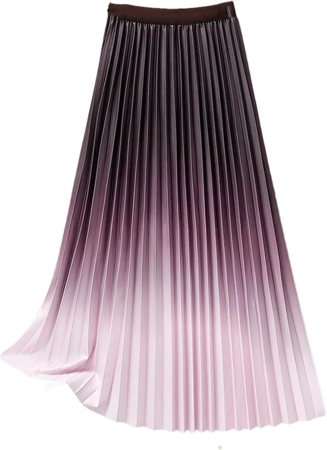Women's Fashion Gradient Pleated Midi Skirt Casual High Waist Spring Summer Wear