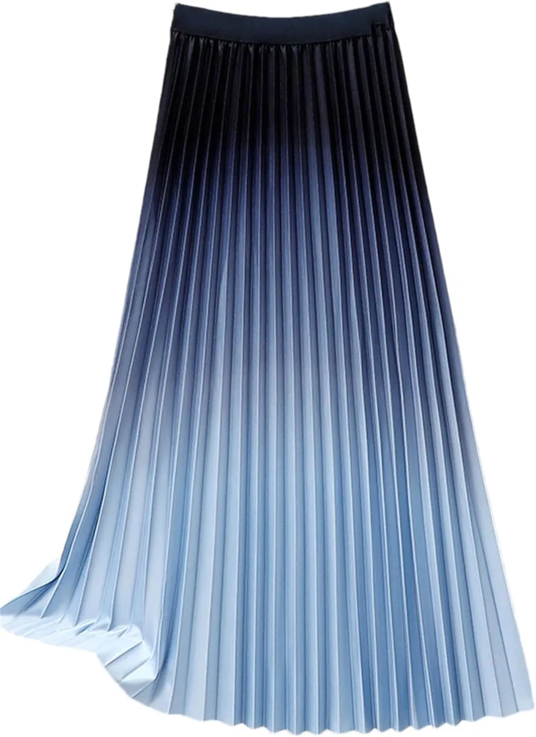 Women's Fashion Gradient Pleated Midi Skirt Casual High Waist Spring Summer Wear