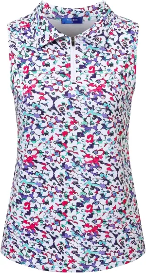 Womens Golf Apparel Print Polo Tennis Shirts Moisture Wicking Golf Tank Top with Zipper