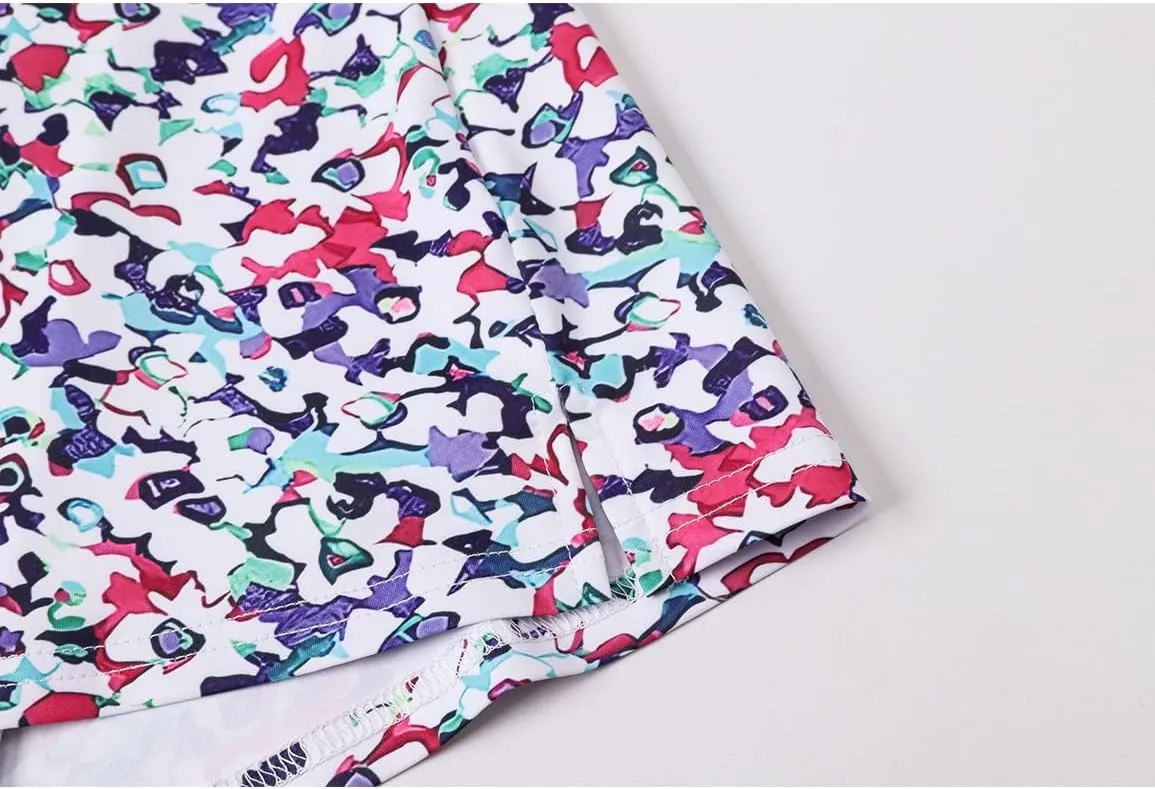 Womens Golf Apparel Print Polo Tennis Shirts Moisture Wicking Golf Tank Top with Zipper