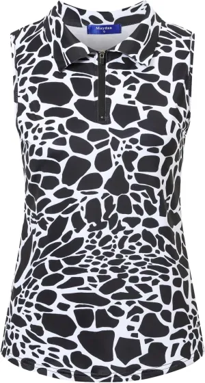 Womens Golf Apparel Print Polo Tennis Shirts Moisture Wicking Golf Tank Top with Zipper