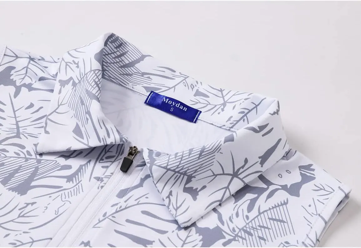 Womens Golf Apparel Print Polo Tennis Shirts Moisture Wicking Golf Tank Top with Zipper
