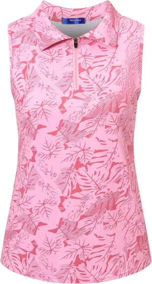 Womens Golf Apparel Print Polo Tennis Shirts Moisture Wicking Golf Tank Top with Zipper