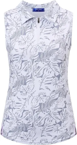 Womens Golf Apparel Print Polo Tennis Shirts Moisture Wicking Golf Tank Top with Zipper