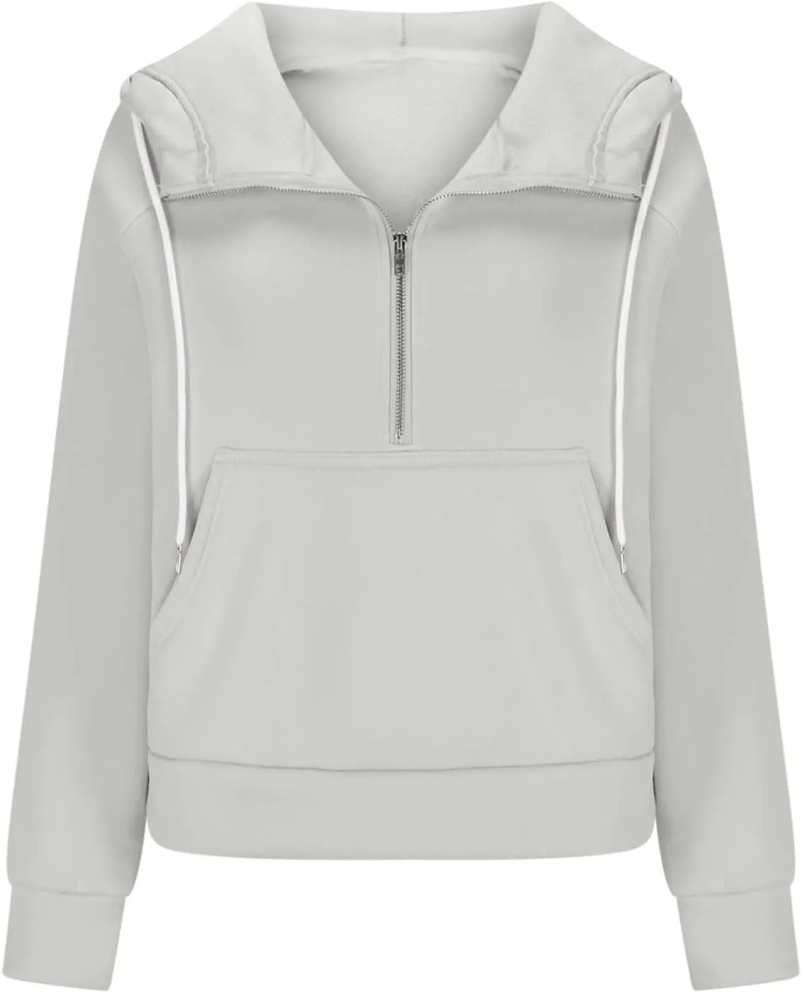 Womens Hoodies Fashion 2024 Half Zip Up Sweatshirts Drawstring Pullover Top Fashion Winter Clothes with Thumbs Hole
