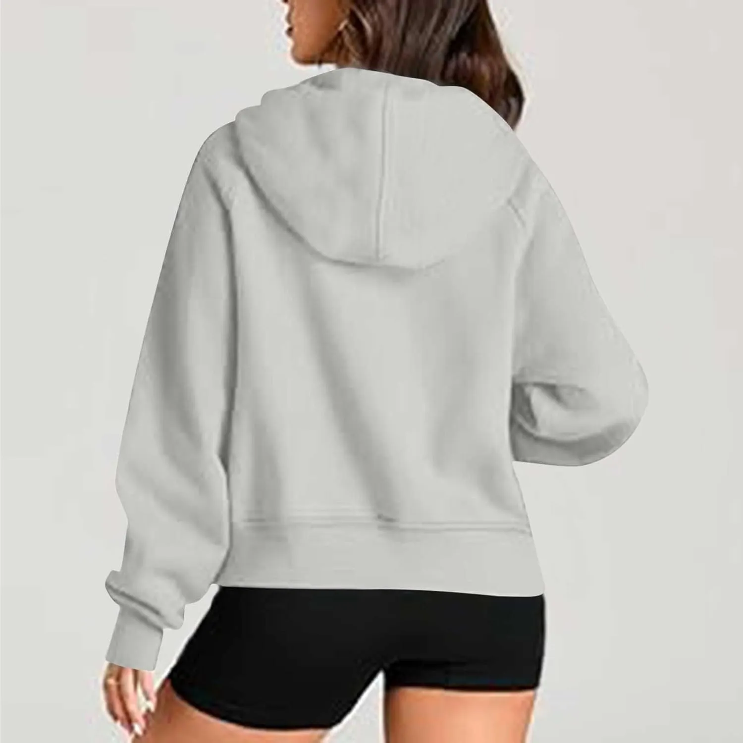 Womens Hoodies Fashion 2024 Half Zip Up Sweatshirts Drawstring Pullover Top Fashion Winter Clothes with Thumbs Hole