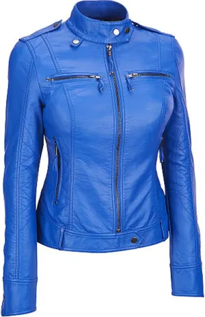 Women's Lambskin Leather Bomber Stylish Biker Outerwear Jacket - Winter Wear - Soft & Smooth Leather Jacket