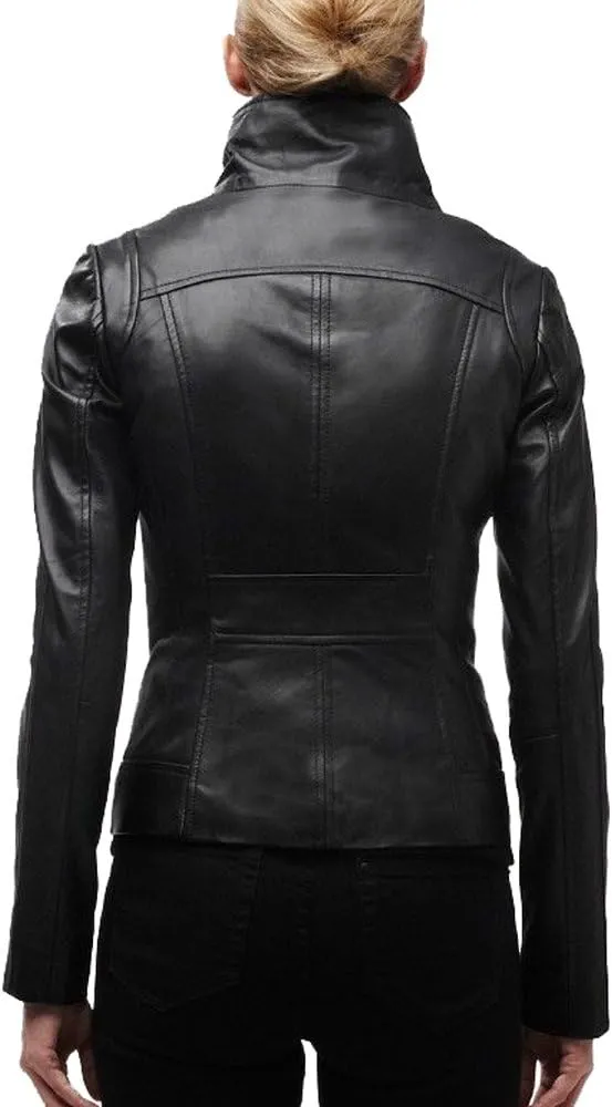 Women's Lambskin Leather Bomber Stylish Biker Outerwear Jacket - Winter Wear - Soft & Smooth Leather Jacket