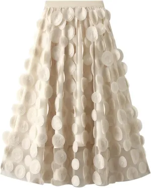 Women's Sequin Tulle Skirt A-Line Pleated Elastic High Waist Mesh Ballet Prom Party Skirt Sparkly Tutu Midi Skirts Clubwear