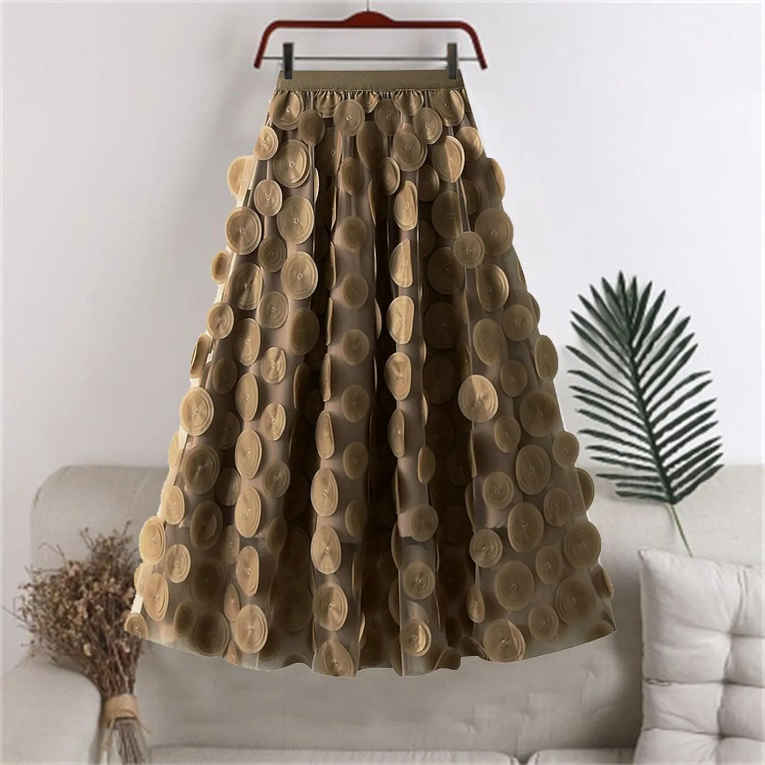 Women's Sequin Tulle Skirt A-Line Pleated Elastic High Waist Mesh Ballet Prom Party Skirt Sparkly Tutu Midi Skirts Clubwear