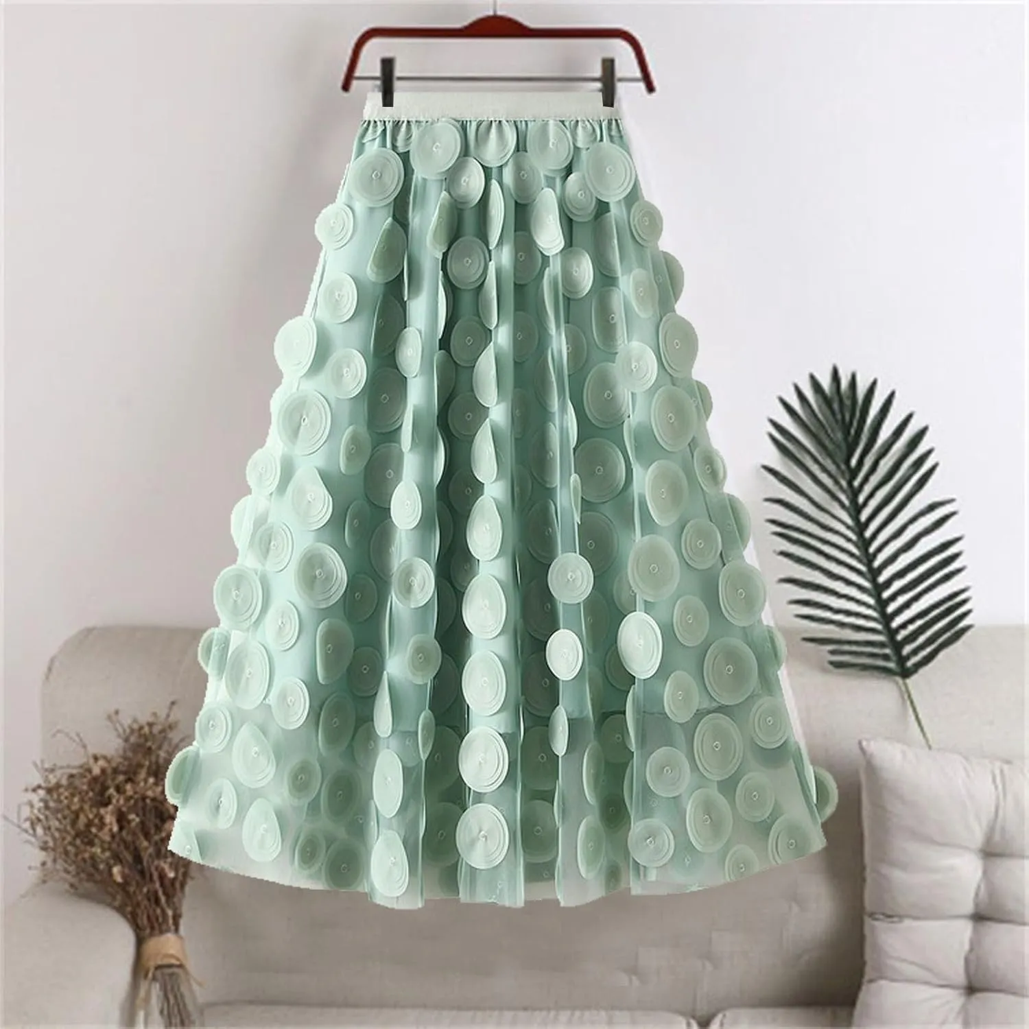 Women's Sequin Tulle Skirt A-Line Pleated Elastic High Waist Mesh Ballet Prom Party Skirt Sparkly Tutu Midi Skirts Clubwear
