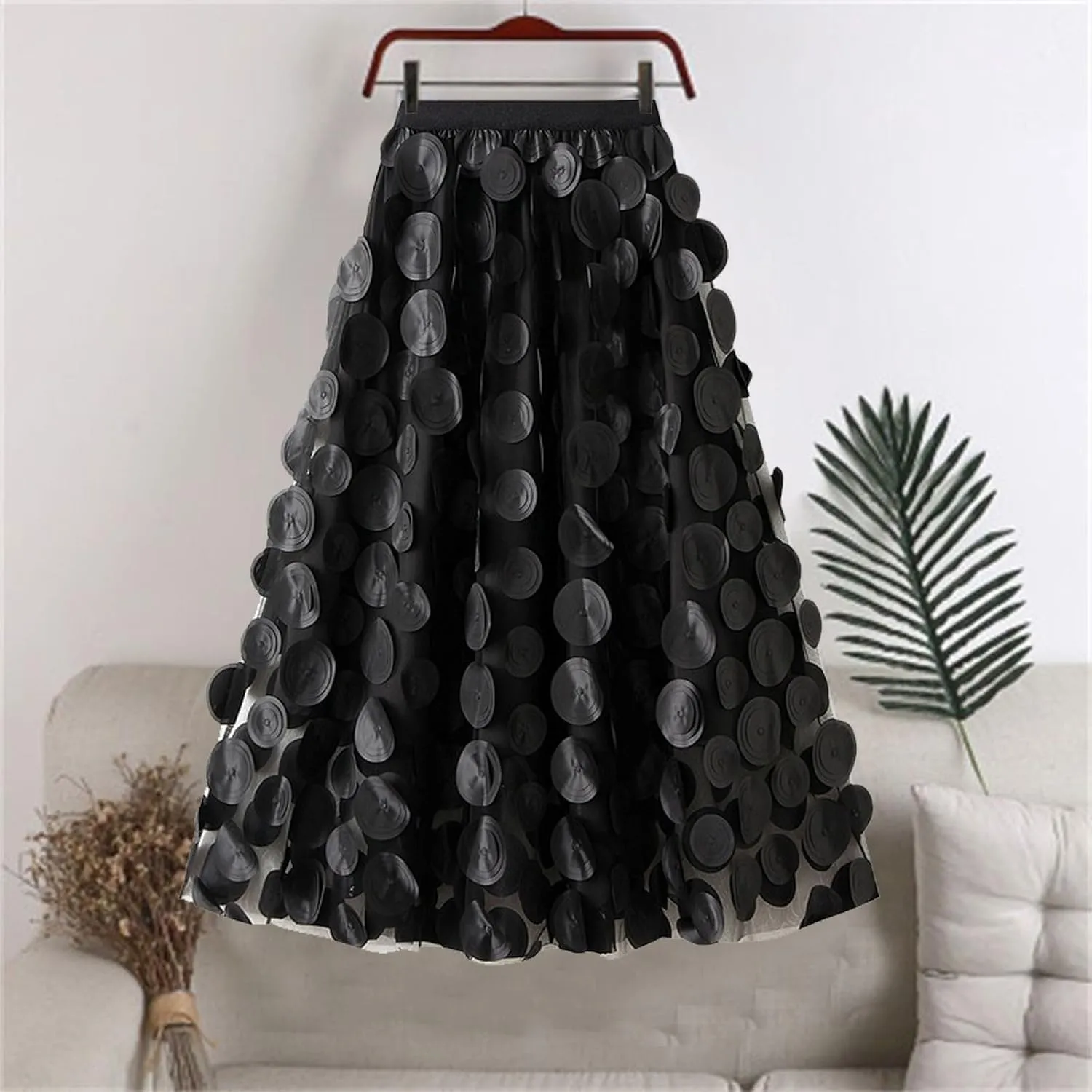 Women's Sequin Tulle Skirt A-Line Pleated Elastic High Waist Mesh Ballet Prom Party Skirt Sparkly Tutu Midi Skirts Clubwear