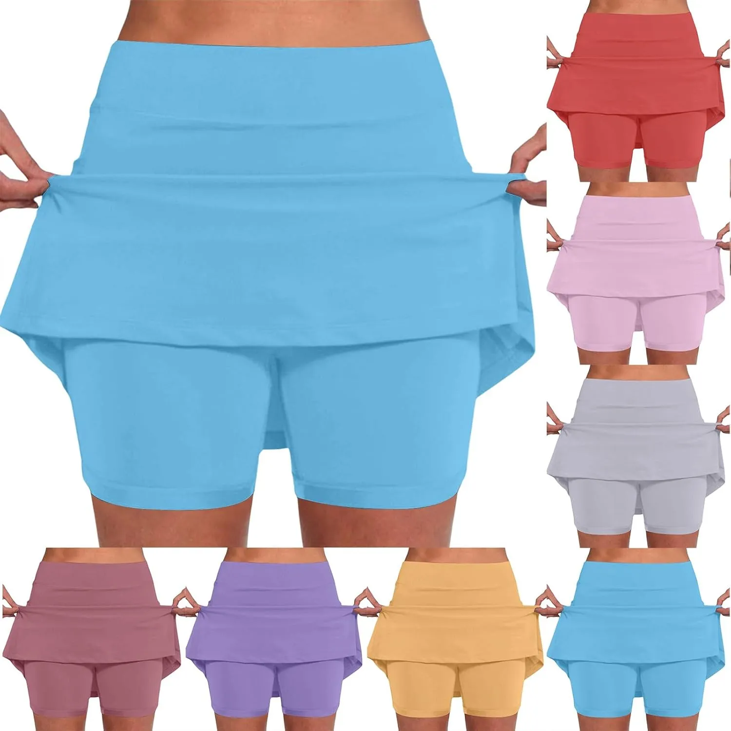 Womens Skorts with Pockets Tennis Golf Skirts Tummy Control Workout Skort High Waist Athletic Sports Pants Skirt