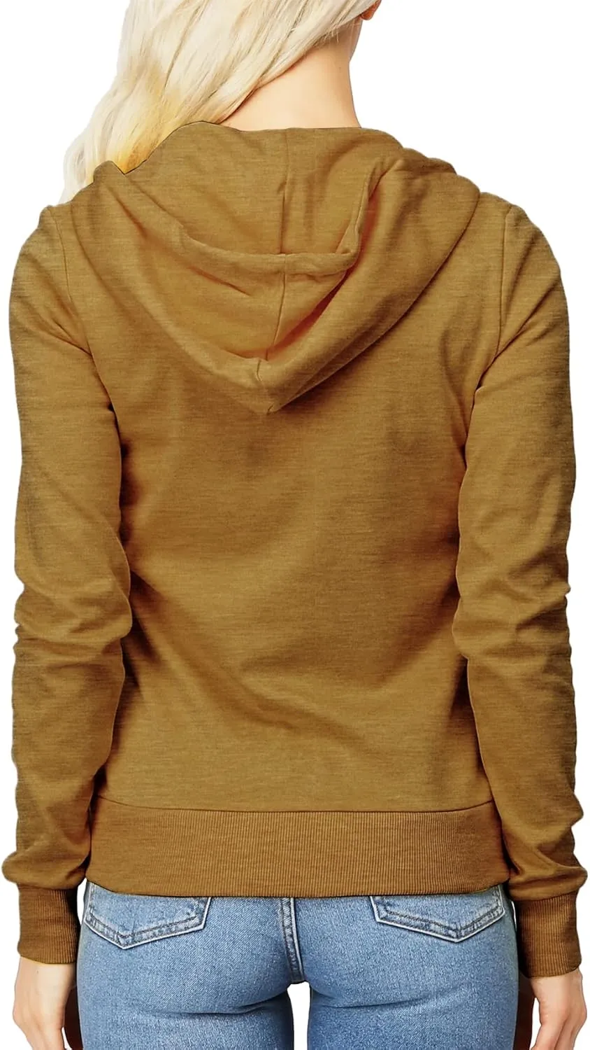 Women's Slim Fit Zip Up Hoodie Lightweight Long Sleeve Kangaroo Pocket Basic Casual wear