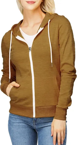 Women's Slim Fit Zip Up Hoodie Lightweight Long Sleeve Kangaroo Pocket Basic Casual wear