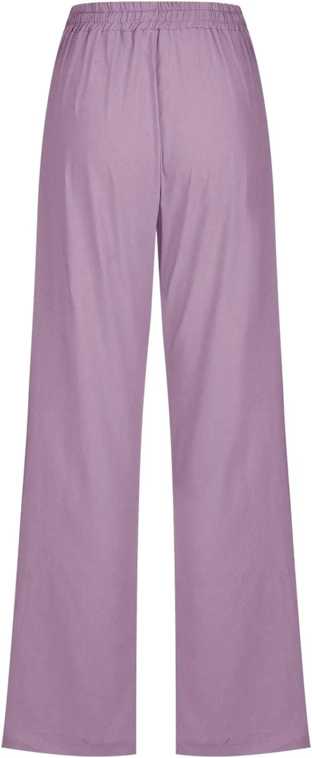 Women's Straight Leg Pants Winter Slack Travel Slacks with Pockets Wide Leg High Waisted