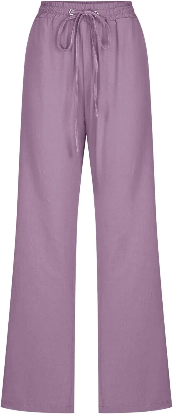 Women's Straight Leg Pants Winter Slack Travel Slacks with Pockets Wide Leg High Waisted