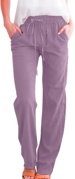 Women's Straight Leg Pants Winter Slack Travel Slacks with Pockets Wide Leg High Waisted